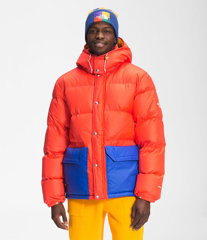 The North Face Puffer Jacket Colorblock Sierra Parka Orange - Mens - Thailand EQRNU-1604